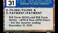 BIR Form 1602Q and BIR Form 1603Q - eFPS & Non-eFPS Filers For the Quarter ending December 31, 2021.
