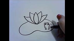 How to draw a frog on lily pad