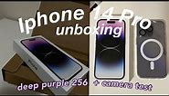 🧸 Iphone 14 Pro unboxing (deep purple) 256gb + camera test 📱