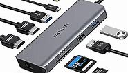 USB C Dual HDMI Adapter, USB C Laptop Docking Station 9 in 1 Triple Display Multiport Dongle, Type C Hub with 2 HDMI, 100W PD, Ethernet, 3 USB and SD/TF Card Reader for HP/Dell/Lenovo/Surface Laptop