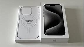 #192 iPhone 15 Pro White Titanium USB-C and Clear Magsafe Case Unboxing Compared to 14 Pro Black