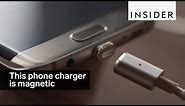 It only takes one hand to connect this magnetic phone charger