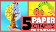 5 Paper Crafts for Kids With Templates - paper crafts ideas for kids