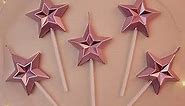 Birthday Candles, 5pcs Pink Birthday Candles for Cake, Star Shaped Sparkler Candles for Birthday Cake, Metallic Color Stereo Shaping Cake Candles Set, Happy Birthday Candles