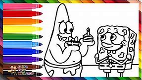 Drawing and Coloring Patrick Star Giving A Gift To SpongeBob 🐙🎁🧽🍰❤️🌊 Drawings for Kids