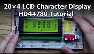 LCD2004 20×4 LCD Character Display with HD44780 Tutorial (All Switches and LEDs, No Microcontroller)