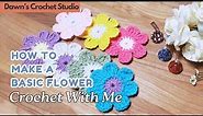 How To Make A Basic Flower - Simple Two Colors Beginner Friendly | Crochet With Me
