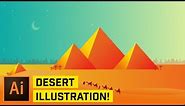 Create Desert Pyramid Scene Illustration in Adobe Illustrator CC
