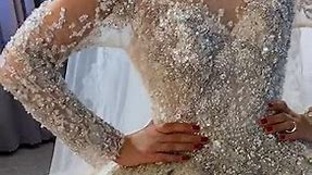 NS3964 Amanda Novias Luxury Champagne Lace wedding dress 2020 Long Sleeve wedding gown online
