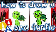 How To Draw A Cartoon Sea Turtle