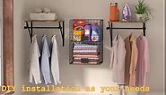 Laundry Room Shelves Wall Mounted with Wire Baskets, Over the Washer and Dryer Shelf with Clothes Drying Rack, Wire Shelves Baskets for Laundry Closet Organization and Storage, Wood+Metal, Black