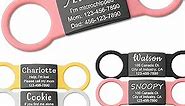 Anavia Slide On Silent Pet ID Tags, S/M/L/XL Personalized Black Stainless Steel Colored Silicone Cat Dog Name Tag, Customized Engraved Nameplate, Quiet Chew-Proof Pet Collar Tag (Pink, Large)