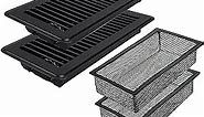 Floor Vent Covers 2 Pack, 4" x 12" (Duct Opening Size) Easy Adjust Vent Deflector Metal Reinforced Weld,Black
