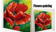 How to draw easy flowers painting /Poppy\Demonstration /Acrylic Technique on canvas by Julia Kotenko