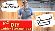 DIY Ladder Storage Idea for $12 | How to install Bluehawk ladder hooks