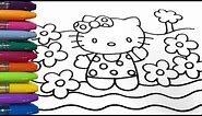 Hello Kitty coloring with Spring Flowers!!!