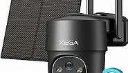 Xega 4G LTE Cellular Security Camera Solar with SIM Card (Verizon AT&T T-Mobile),Wireless Outdoor No WiFi Security Camera,2K HD PTZ Night Vision Motion Detection 2 Way Talk SD&Cloud Storage