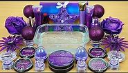 Purple Glitter Slime | Season Glitter | Mixing makeup and glitter into Clear Slime