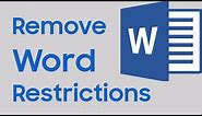 How to unlock a word document for editing without password? [Remove restrictions]