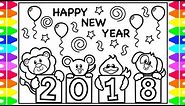 Coloring for Kids Happy New Year 2018 Coloring Book| Fun Coloring Page for Kids with Colored Markers