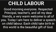 Child labour | Speech on Child labour | Child labour speech in English | English speeches