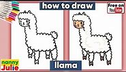 How to draw a cute llama easy step by step | Drawing and coloring | nanny Julie
