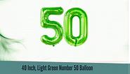 Big, Light Green Number 50 Balloon - 40 Inch | Mylar Green 50 Balloon Number, 50th Birthday Decorations for Men | Number 50 Balloons for Birthdays | Large 50 Number Balloon, Green Party Decorations
