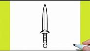 How to draw a Dagger easy / drawing knife step by step