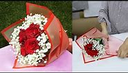 4 Roses wrapping. Only 1 paper, how to flower wrapping & arrangement
