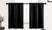 XTMYI Bathroom Curtains Window Short,Small Waterproof Blackout Cafe Curtain 36 Inch Length for Kitchen,Set of 2,Black