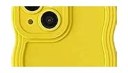 Caseative Solid Color Curly Wave Frame Soft Compatible with iPhone Case (Yellow,iPhone 15 Pro Max)