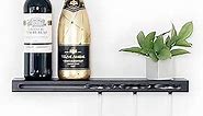 Wall Mounted Wine Rack, Metal Floating Bar Shelf with Bottle and Glass Holder for Liquor Storage