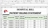 how to make hospital billing Statement Sheet in Excel