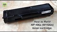 HP 106a black toner cartridge cleaning and refill.