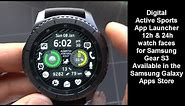 Samsung Gear S3 Digital Sports App Launcher Watch Face with Steps, Heart Rate, Music, Task Manager