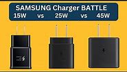 45W vs 25W vs 15W Samsung Charging Speed Test