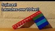 1-Minute Builds- 5-piece Lego Rubber Band Launcher- Fires over 10 feet!