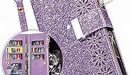 Galaxy J7 2018 Phone Case Wallet for Samsung J7 Star/J7 Crown/J7 Refine/J7 Top/J7 Aero/J7 Aura/J7Eon,Casmyd Sparkly Glitter Pu Leather Magnetic Zipper Pocket Flip Cover with 9 Card Holder Stand&Strap