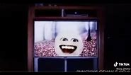 Annoying orange comes out of the tv