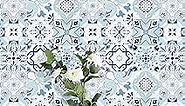 Dimoon Wallpaper 17.7’’x78.7’’ Contact Paper Thicken Blue White Floral Flower Tile Peel and Stick Removable Wall Waterproof Embossed Self Adhesive Vinyl