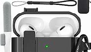 Valkit Compatible Airpods Pro 2nd/1st Generation Case Cover with Cleaner Kit, Military AirPod Pro 2 Case with Lock & Lanyard Cool Shockproof Protective Case for Airpod Pro Gen 2nd/1st(2023/2022/2019)