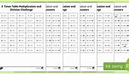 2, 5 and 10 Multiplication Times Table and Division Facts Worksheet