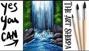 EASY Fan Brush Waterfall | Beginner Acrylic Painting STEP BY STEP #7 | The Art Sherpa