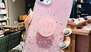 Designed for iPhone XR Case Glitter Sparkle Bling Women Girls Cute Cases with Collapsible Stand Slim Soft Phone Protective Cover 6.1 inch (Pink)