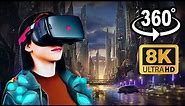 Fly in Futuristic Cyber City ( 8k 360 VR )