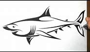 How to Draw a Shark - Tribal Tattoo Design Style