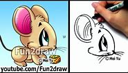 How to Draw Animals - How to Draw a Mouse - Cute Drawings - Fun2draw Online Cartoon Lessons