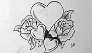 How to Draw Love hearts and Rose flowers bunch | YZArts