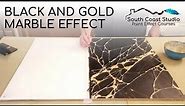 Black and Gold Marble Effect Painting Technique