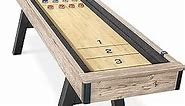 GoSports Premium 9 ft Shuffleboard Table with 8 Pucks, Shuffleboard Wax, and Brush
